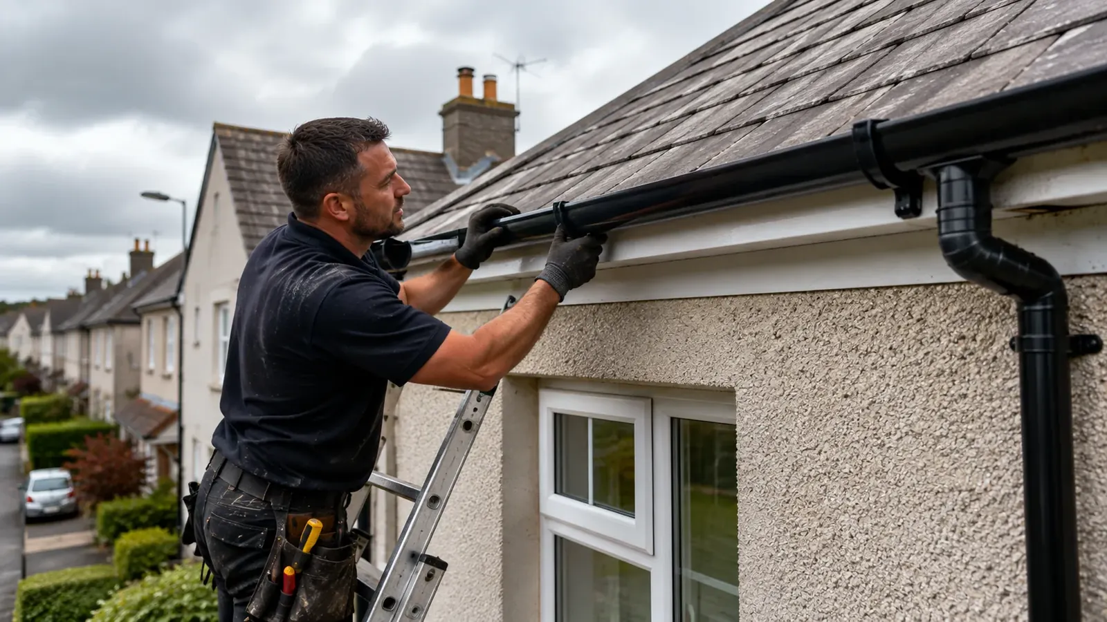 Gutter repairs and replacement on a Dublin home